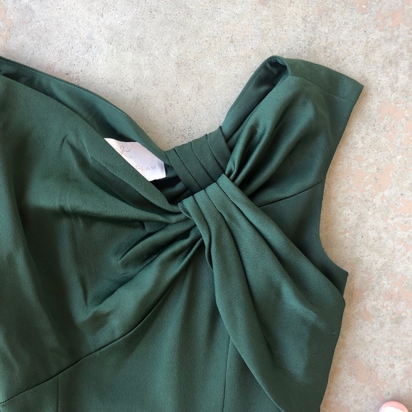Gal Meets Glam Noelle Twist Neck Satin Dress - Picture 2 of 4